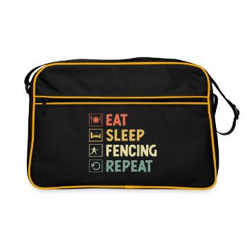 Eat Sleep Fencing Repeat Sword Epee Fencer - Retro Bag - black/gold - Front