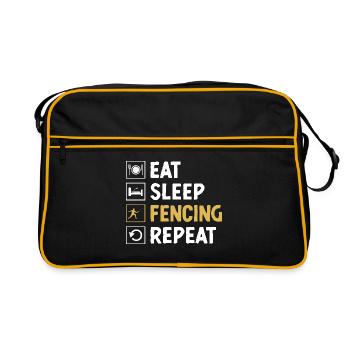 Eat Sleep Fencing Repeat Sword Epee Fencer - Retro Bag - black/gold - Front