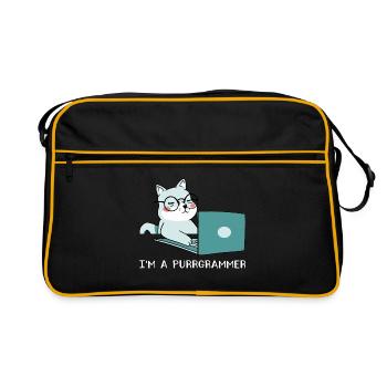 I'm A Purrgrammer Coder Software Developer Compute - Retro Tasche - Schwarz/Gold - Vorne