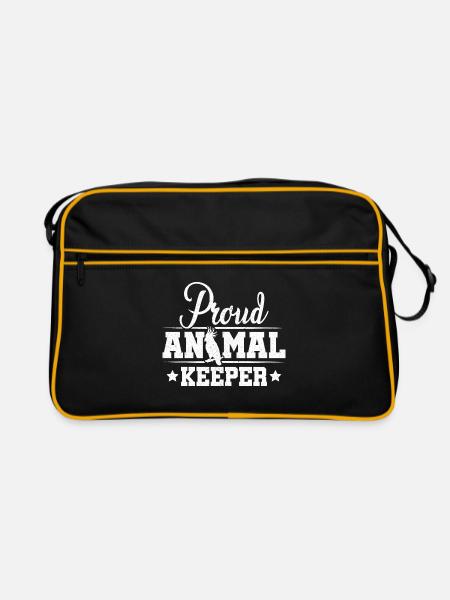 Proud Animal Keeper Animal Lover Zoo Keeper Zoolog - Retro Tasche - Schwarz/Gold - Vorne