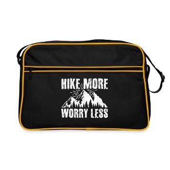 Hike More Worry Less Hiking Trekking Hiker Nature - Retro Tasche - Schwarz/Gold - Vorne