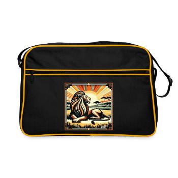 Roi Savannah Lion Style Art Déco - Sac Retro - noir/or - Devant