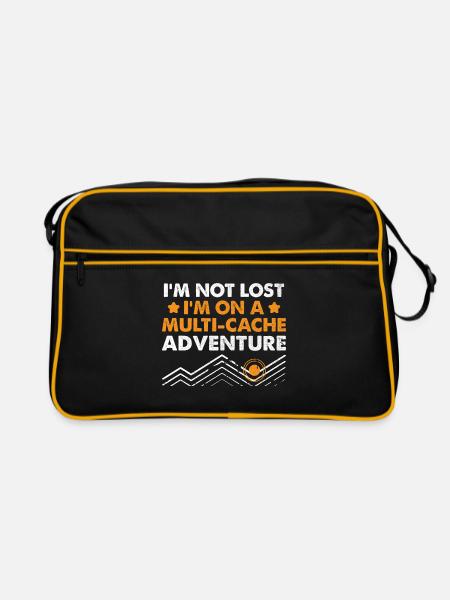 Géocaching Géocache Géocacher Funny Geocacher Sayi - Sac Retro - noir/or - Devant