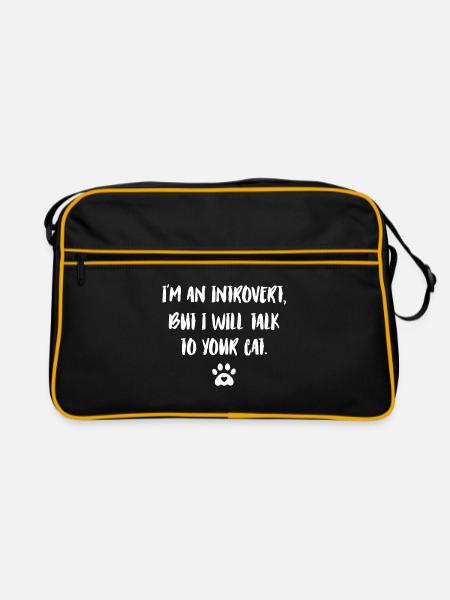 I'm An Introvert But I Will To Talk To Your Cat Ca - Retro Tasche - Schwarz/Gold - Vorne