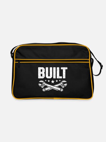 Built Graphic Car Lover Car Mechanic Vehicle Techn - Retro Bag - black/gold - Front