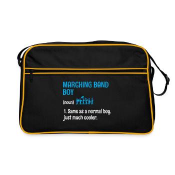 Marching Band Boy Sayings Funny Marching Instrumen - Retro Bag - black/gold - Front