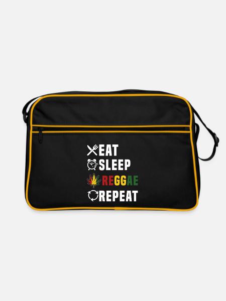 eat sleep reggae repeat - Retro Tasche - Schwarz/Gold