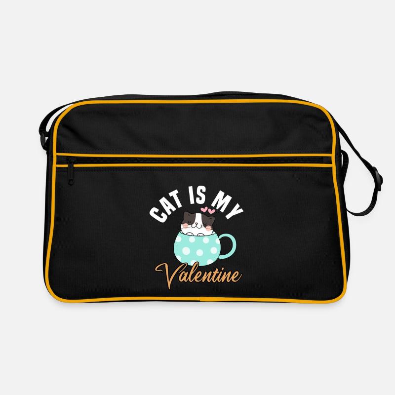 my cat is my valentine - Retro Tasche - Schwarz/Gold