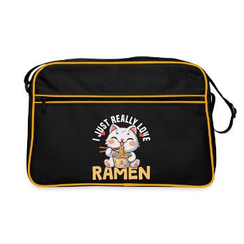 i just really love ramen - Retro Tasche - Schwarz/Gold - Vorne
