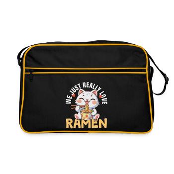 we just really love ramen - Retro Tasche - Schwarz/Gold - Vorne