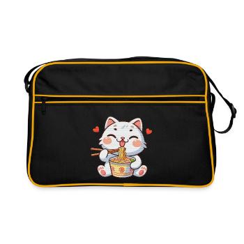 chat mignon mangeant des ramen - Sac Retro - noir/or - Devant
