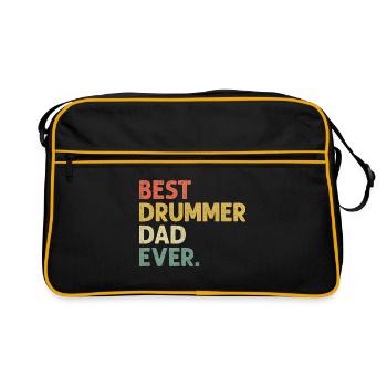 Bester Schlagzeuger Vater aller Zeiten Schlagzeug Schlagzeug Vater - Retro Tasche - Schwarz/Gold - Vorne