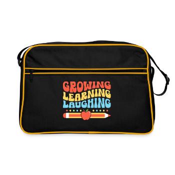 Wachsendes Lernen Lachende Lehramtsschüler - Retro Tasche - Schwarz/Gold - Vorne