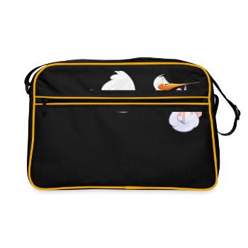 Cigogne avec bébé - Sac Retro - noir/or - Devant