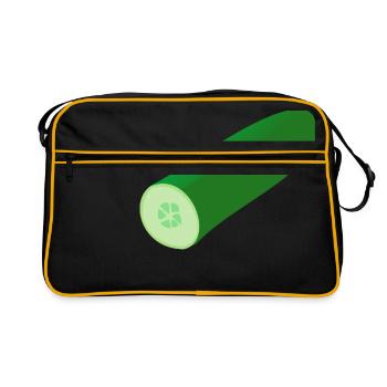 gurken cucumber cucumbers veggie gemuese vegetable - Retro Tasche - Schwarz/Gold - Vorne