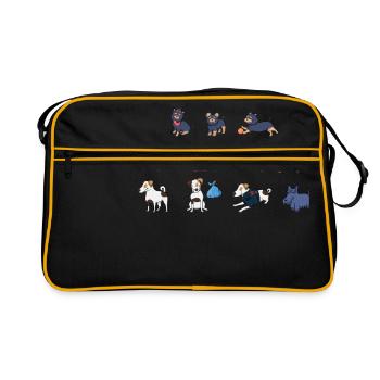 Süße Hunde - Retro Tasche - Schwarz/Gold - Vorne