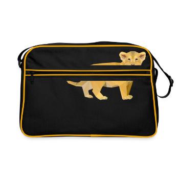 Süßer Löwe - Retro Tasche - Schwarz/Gold - Vorne