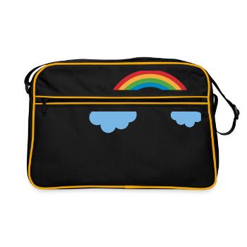 regenbogen sonne wolken wetter rainbow sun cloud39 - Retro Tasche - Schwarz/Gold - Vorne