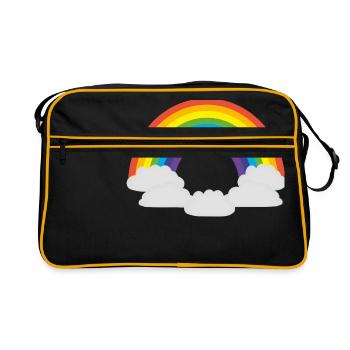 regenbogen sonne wolken wetter rainbow sun cloud38 - Retro Tasche - Schwarz/Gold - Vorne