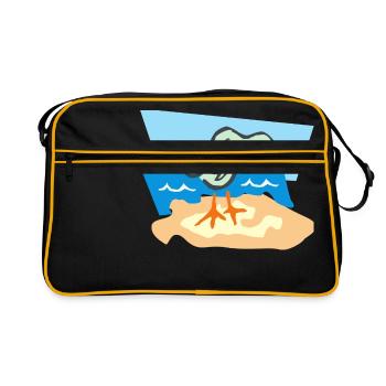 beach strand summer sommer vacation urlaub45 - Retro Tasche - Schwarz/Gold - Vorne