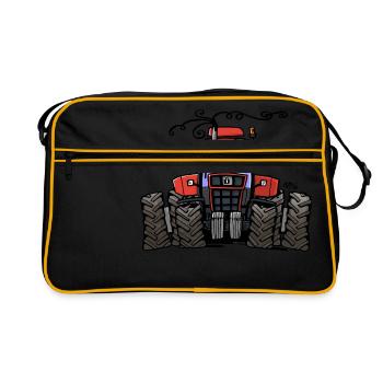 0251 tracteur rouge 1255 - Sac Retro - noir/or - Devant