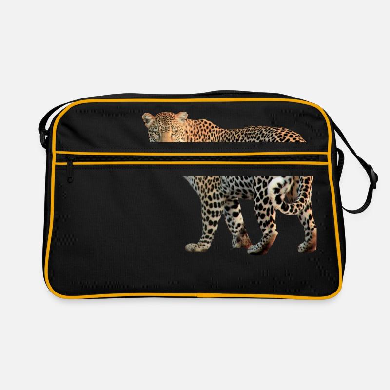Leopard sehr charismatisch. Geschenkidee - Retro Tasche - Schwarz/Gold