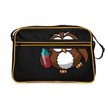 Besoffene Eule - Retro Tasche - Schwarz/Gold - Vorne