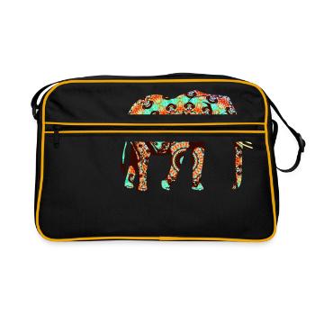 Indian elephant mandala pattern - Retro Bag - black/gold - Front