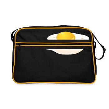 Spiegelei Frühstück - Retro Tasche - Schwarz/Gold - Vorne