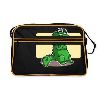 süsses Krokodil - Retro Tasche - Schwarz/Gold - Vorne