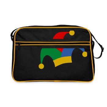 clown harlekin hofnarr kasper komiker narr witzbol - Retro Tasche - Schwarz/Gold - Vorne
