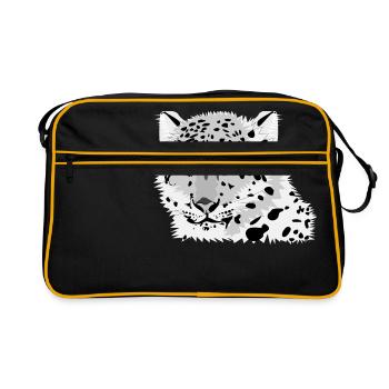 Schneeleopard - Retro Tasche - Schwarz/Gold - Vorne