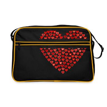 coeur rouge en petits coeurs - Sac Retro - noir/or - Devant