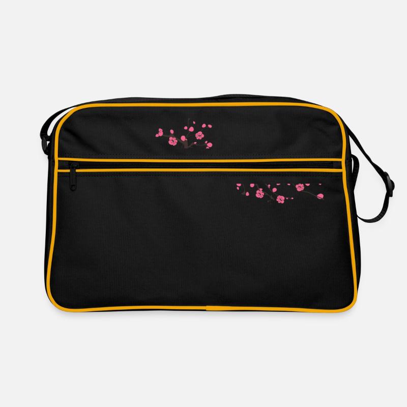 Branche avec fleurs idée cadeau - Sac Retro - noir/or
