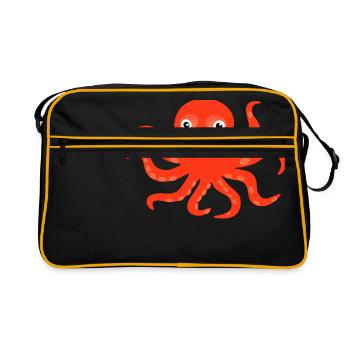 octopus ,krake,tintenfisch - Retro Tasche - Schwarz/Gold - Vorne
