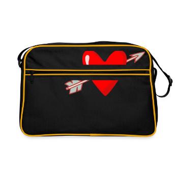 Coeur avec le mariage le jour de la Saint-Valentin Flèche - Sac Retro - noir/or - Devant