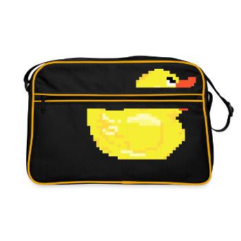Ente duck pixel retro optik Geschenk gift - Retro Tasche - Schwarz/Gold - Vorne