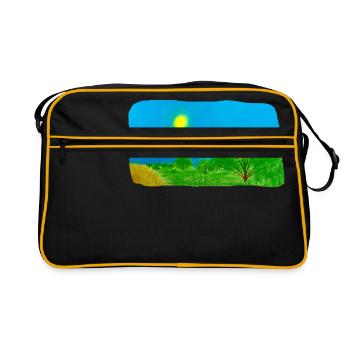 trees and meadow - Retro Bag - black/gold - Front