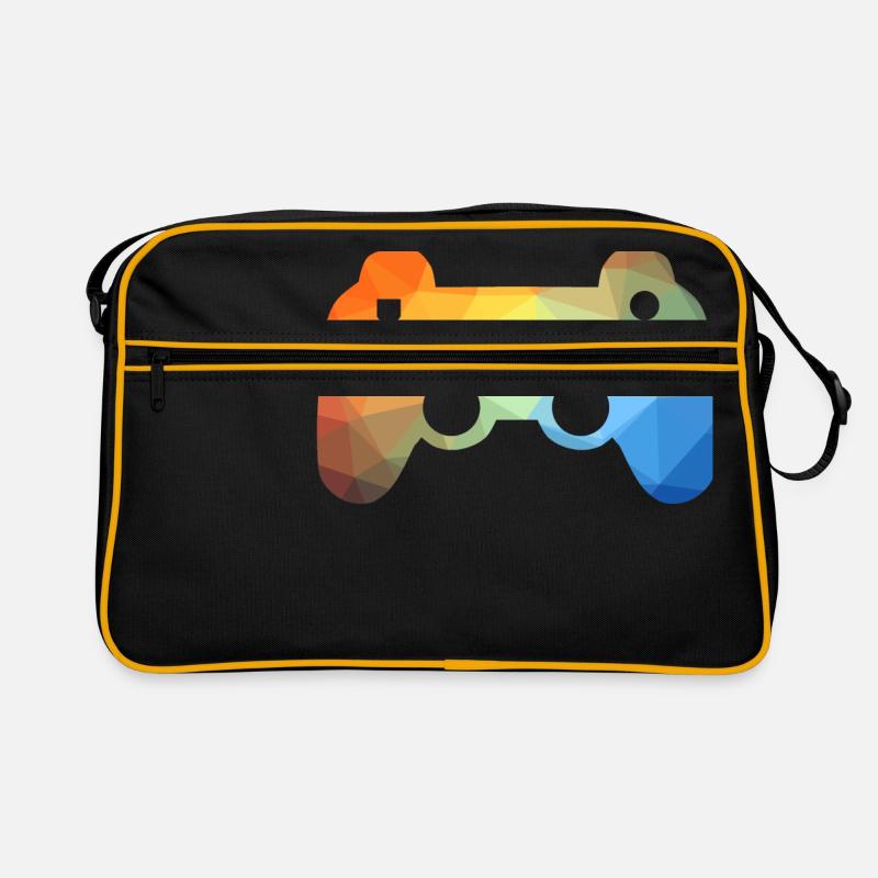 Bunter Gaming Controller - Retro Tasche - Schwarz/Gold