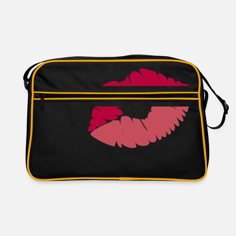 Kussmund mit Herz Retro Tasche