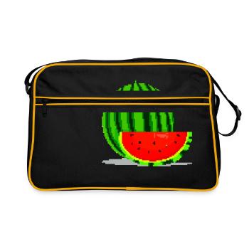 Pixel Art Melon - Retro Bag - black/gold - Front
