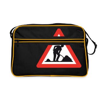 Attention chantier de construction! - Sac Retro - noir/or - Devant