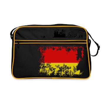 Flagge Deutschland Destroyed Effekt - Retro Tasche - Schwarz/Gold - Vorne