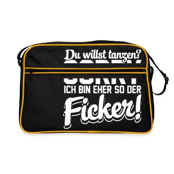 Eher so der der Ficker! - Retro Tasche - Schwarz/Gold - Vorne