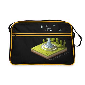 Low poly géométrique La mère patrie appelle - Sac Retro - noir/or - Devant