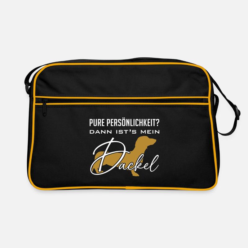 Pure Persönlichkeit und Intelligenz - mein Dackel Retro Tasche