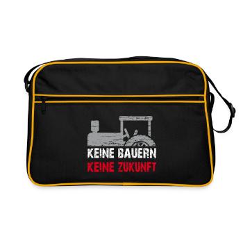 Kein Bauern keine Zukunft unsere Landwirtschaft - Retro Tasche - Schwarz/Gold - Vorne