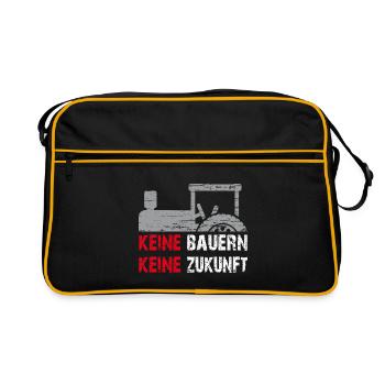Keine Bauern keine Zukunft - Retro Tasche - Schwarz/Gold - Vorne