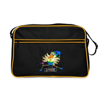 Weird Bird Dancer with Ghetto Blaster Fun Comic - Retro Bag - black/gold - Front