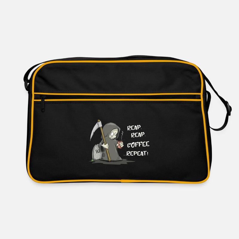 Reap Coffee Repeat! Gevatter Tod Halloween Kaffee Retro Tasche